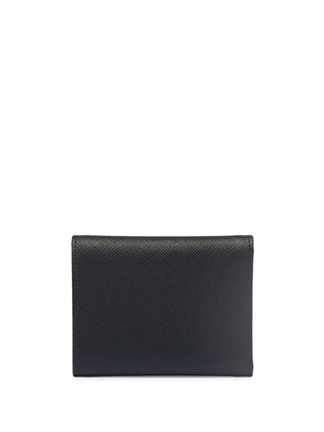 versace collection logo plaque saffiano leather wallet